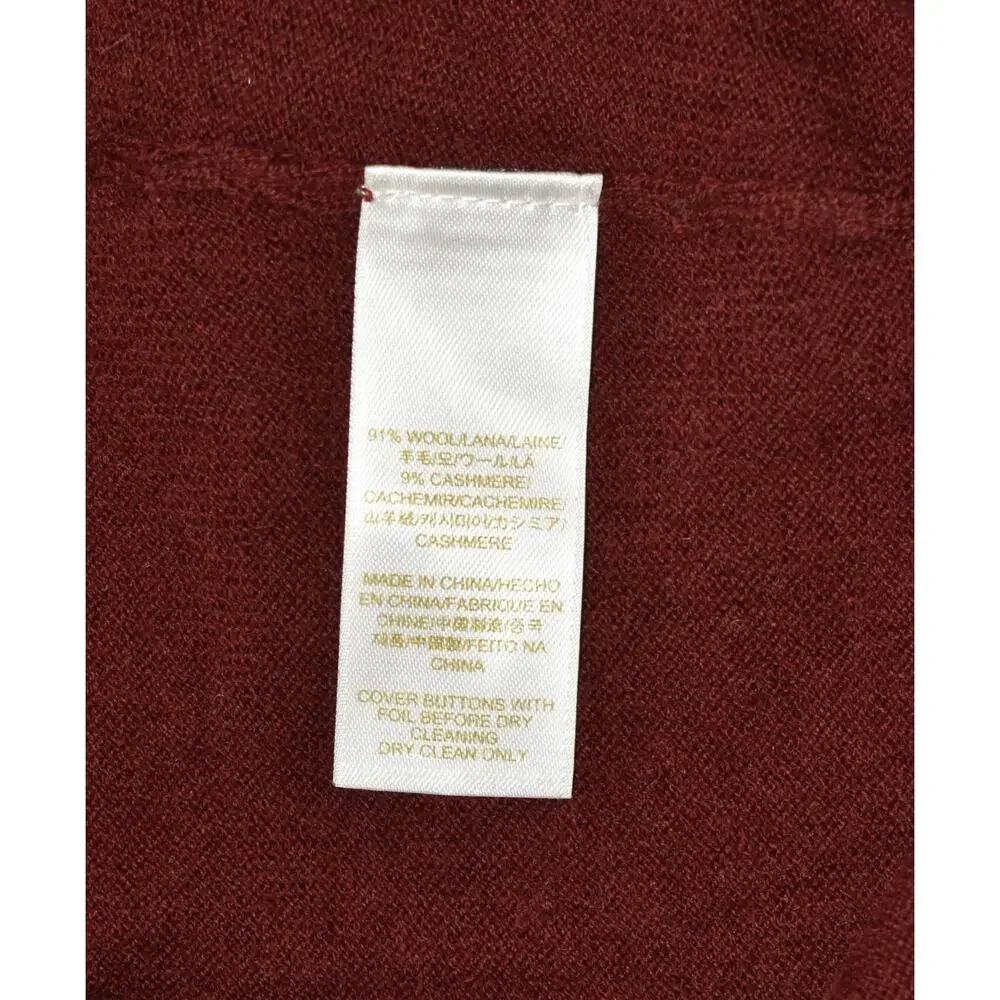 B0 Auth KATE SPADE Burgundy Wool/Cashmere Tiered Crystal & Bead Cardigan Size M